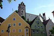Europe, germany, bavaria, fussen, architecture, clock, clocks, window, windows.