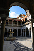 Spain, seville, spanish, architecture, casa de pilatos, mudejar, arch, arches, archway, archways, fountain, fountains, FF25,