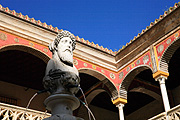 Spain, seville, spanish, architecture, casa de pilatos, mudejar, arch, arches, archway, archways, fountain, fountains, pillar, pillars, column, columns, statue, statues, FF25,