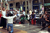 Spain, barcelona, dancer, dancers, dance, dances, dancing, busker, buskers, busk, busking, man, men, male, males, woman, women, female, females, las ramblas.