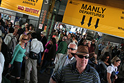 New South Wales, Australia, Sydney, ferry, ferries, people, transport, transportation, vehicle, vehicles, crowd, crowds, commuter, commuters, sign, signs, manly.