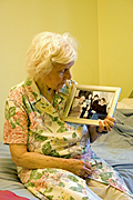 People, woman, women, people, woman, women, aged care, aged care facility, aged care facilities, female, females, old, aged, elderly, old woman, old women, elderly woman, elderly women, pensioner, pensioners, Photograph, photographs, frame, frames, nursing home, nursing homes, bedroom, bedrooms, bed, beds, indoors, Australia, Sport pictures, Sports, balloon images, hot air balloons