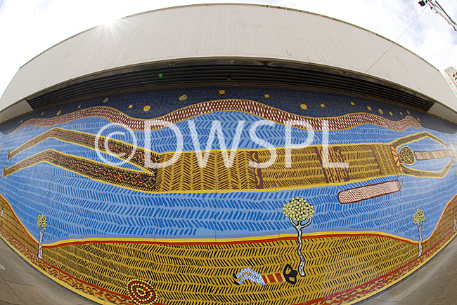 stock photo image: Australia, sa, south australia, adelaide, mural, murals, art, aboriginal, aborigines, festival, festival centre, adelaide festival centre.