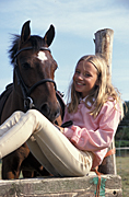 Animal, animals, horse, horses, people, child, children, puberty, child, children, girl, girls, teenager, teenagers, adolescent, adolescents, teenage girl, teenage girls, fence, fences, bridle, bridles, smile, smiles, smiling, happy, happiness, post, posts, Australia, Sport pictures, Sports, balloon images, hot air balloons