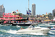 Australia, New South Wales, sydney, Australia Day, Celebration, Celebrations, Australia day celebrations, people, ferry, ferries, boat, boats, boating, vehicle, vehicles, sign, signs, flag, flags, australian, australian flag, australian flags.