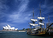Australia, New South Wales, Opera House, Sydney Opera House, Architecture, Joern Utzon, Sydney, Sydney Harbour, harbour, harbours, water, Sydney Harbor, ship, ships, shipping, vessel, vessels, early ship, early ships, old ship, old ships, bounty, HMS bounty, water, sailing ship, sailing ships, harbour, harbours.