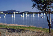 Australia, ACT, Australian capital territory, Canberra, great dividing range, lake, lakes, lake burley griffin, burley griffin, water, yacht, yachts, yachting, boat, boats, boating.