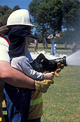 Fireman, firemen, man, men, male, males, child, children, helmet, helmets, hat, hats, south australia, australia, sa, water, firehose, firehoses, fire hose, fire hoses, occupation, occupations.