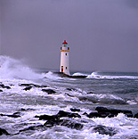 Architecture, Australia, Victoria, Vic, Port Fairy, lighthouse, lighthouses, navigation, navigational aids, lightstation, lightstations, coast, coasts, coastline, coastlines, coastal, rock, rocks, rough seas, turbulent seas, wave, waves.
