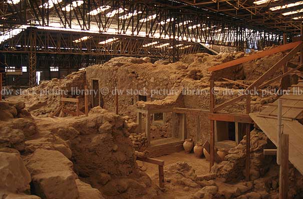 stock photo image: Greece, Europe, Southern Aegean, Southern Aegean region, santorini, excavation, excavations, archaeology, ruin, ruins, akrotiri.