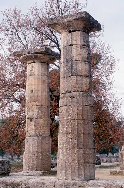 stock photo image: Greece, Europe, Southern Aegean, Southern Aegean region, olympia, ancient olympia, ruin, ruins, column, columns, pillar, pillars, temple, temples, hera, temple of hera, hera temple, doric, doric style, architecture, greek architecture, Greece, Europe, Southern Aegean, Southern Aegean region, olympia, ancient olympia, peloponnese, Elia. 
PS11,