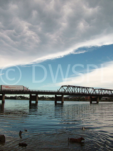 stock photo image: Australia, Nambucca River, Macksville, Clouds, Trucks, Transport