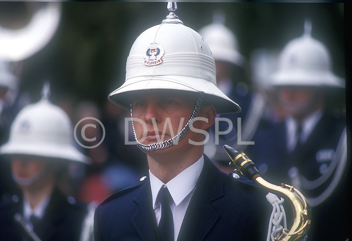 stock photo image: Australia, sa, south australia, adelaide, band, bands, police band, police bands, hat, hats, police, police force, emergency service, emergency services, law, law enforcer, law enforcement, law and order, policeman, policemen, occupation, occupations, man, men, male, males, uniform, uniforms.