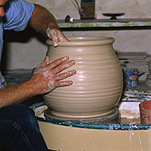 Man, Men, Male, Males, new, empty, Potter, Potters, pottery, pottery making, craft, crafts, hand, hands, pottery wheel, pottery wheels, clay, clay pot, clay pots, australia, indoors, pot, pots.