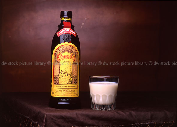 glasses of milk. kahlua. liqueur
