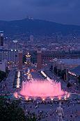 Europe, spain, barcelona, architecture, palace, palaces, fountain, fountains, national palace, water, night, nightime, evening, evenings, FF25,