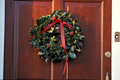 Architecture, house, houses, housing, door, doors, wreath, wreaths, christmas, christmas scene, christmas scenes, holly.