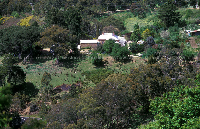 AERIAL VIEW OF A RURAL PROPERTY IN THE ADELAIDE HILLS, SOUTH AUSTRALIA AERIAL VIEW OF A RURAL PROPERTY IN THE ADELAIDE HILLS, SOUTH AUSTRALIA