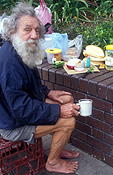 People, man, men, male, males, homeless, homeless people, homeless man, homeless men, derelict, derelicts, australia, sydney, nsw, new South Wales, beard, beards, cup, cups, mug, mugs.