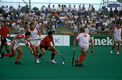 Australia, Sport pictures, Sports, hockey, hockey game, hockey games, man, men, male, males, outdoors, goal post, goal posts, goalpost, goalposts, run, runs, running, runner, runners.