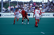 Australia, Sport pictures, Sports, hockey, hockey game, hockey games, man, men, male, males, outdoors, goal post, run, runs, running, runner, runners.