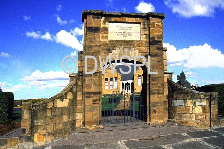 stock photo image: Australia, tas, tassie, tasmania, oatlands, prison, prisons, jail, jails, gaol, gaols, oatlands gaol, oatlands prison, gate, gates, arch, arches, archway, archways.