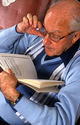 People, man, men, male, males, aged, old, elderly, old man, old men, elderly man, elderly men, elderly people, old people, aged people, indoors, read, reads, reading, book, books, paper, spectacles, Australia, Sport pictures, Sports, balloon images, hot air balloons