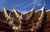 Asia, Thailand, bangkok, architecture, wat, wats, wat benchamabophit, benchamabophit, roof, roofs, rooves, gold.