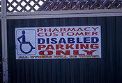 Australia, New South Wales, sydney, sign, signs, disabled, disability, disabilities, wheelchair, wheelchairs, parking, parking sign, parking signs, industry, retail, retail industry.