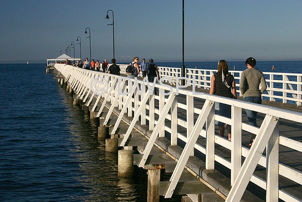 stock photo image: Australia, qld, queensland, brisbane, shorncliffe, shorncliffe pier, pier, piers, coast, coasts, coastline.