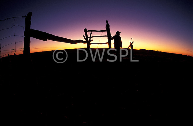 stock photo image: Australia, people, man, men, male, males, outback, australian outback, outback australia, silhouette, silhouettes, mood, mood scene, mood scenes.