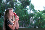 People, child, children, girl, girls, female, females, bubble, bubbles, blowing bubbles.