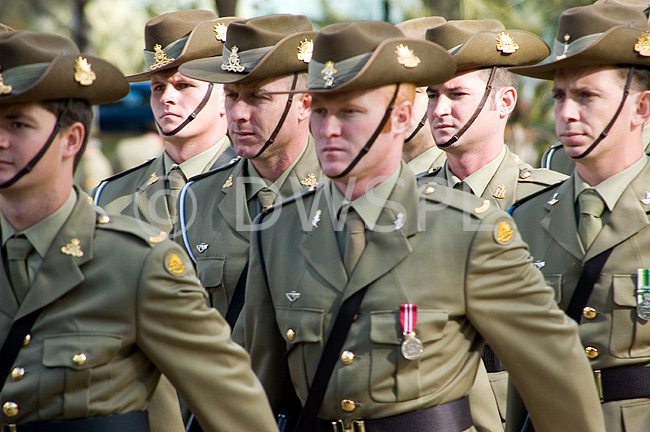 stock photo image: Australia, SA, South Australia, Adelaide, people, man, men, male, males, occupation, occupations, australia, army, armed forces, australian army, outdoors, uniform, uniforms, soldier, soldiers, parade, parades, march, marches, military, defence, defence forces, armed services.