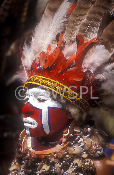stock photo image: New guinea, papua new guinea, mount hagen, mt hagen, mount hagen show, mt hagen show, ceremony, ceremonies, man, men, male, males, feather, feathers, jewellery, necklace, necklaces, people, performer, performers, face paint, face paints, face painting, body paint, bodypaint, tribe, tribes, tribal.
