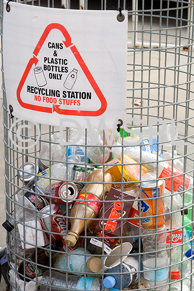 stock photo image: Australia, recycling bin, recycling bins, Aluminium, metal, recycle, recycling, bin, bins, environment, environmental, aluminium can, aluminiums cans, bottle, bottles.