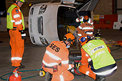 Australia, SA, South Australia, Emergency, Emergencies, Emergency service, Emergency services, SES, Rescue, Rescue Services, Accident, Accidents, vehicle, Car, Car accident, Car accidents, man, men, male, males, occupation, occupations, outdoors, uniform, uniforms, helmet, helmets, safety.